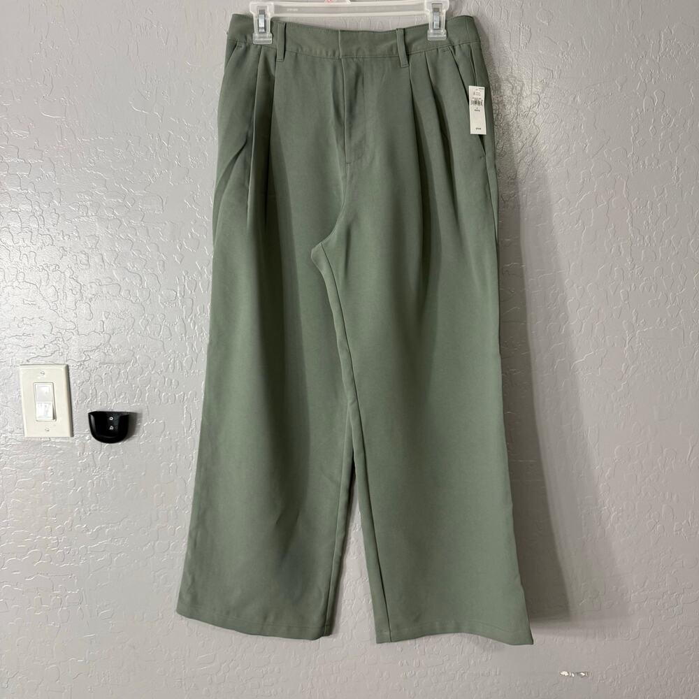 Gap Women’s Easy Crepe Trousers, Vintage Palm Green, 8 Petite 875732